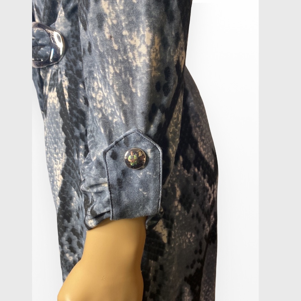 Cache Faux Wrap Snake Print Silver Buckle S - image 4